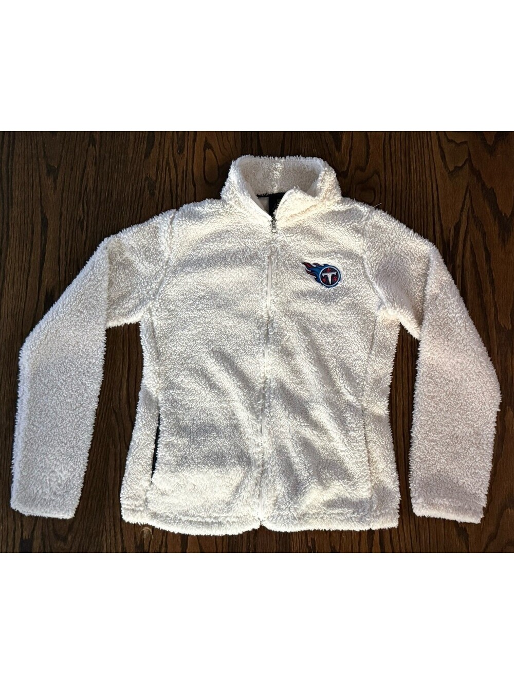 Tennessee Titans Womens Juniors S 3/5 Cream Sherpa Fleece Full Zip Jacket